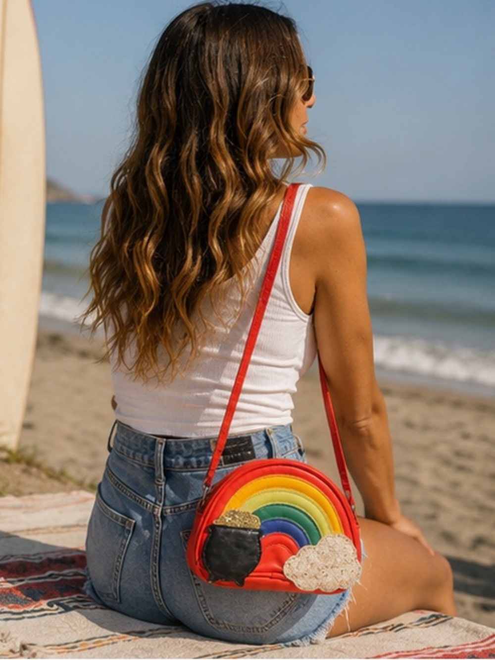 Rainbow Crossbody Bag w Pot of Gold Cloud Accents whimsical pride **2 for 20** - Picture 8 of 9